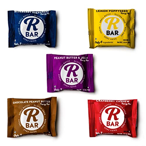 RBar Energy Bar Starter Pack Variety - Dairy & Gluten Free Snacks, Vegan Protein Bar - Just 7 Ingredients Max (10 Pack)
