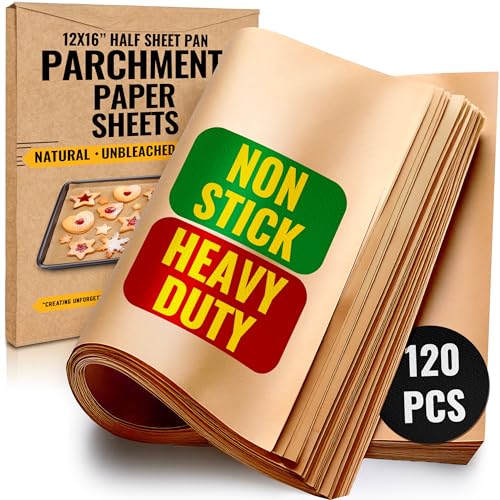 Parchment Paper Baking Sheets by Baker's Dream | Precut Non-Stick & Unbleached - Will Not Curl or Burn - Non-Toxic & Comes in Convenient Packaging - 12x16 Inch Pack of 120