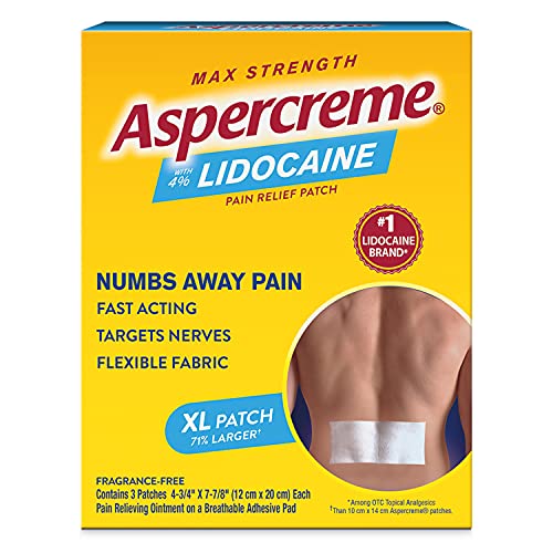 Aspercreme Max Strength Lidocaine Pain Relief Patch XL (3 Count), Odor Free Pain Patches
