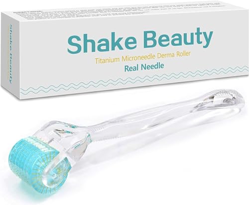 Shake Beauty Derma Roller 540 Titanium 0.25mm Micro Needle Cosmetic Microdermabrasion Tool for Face - Includes Storage Case