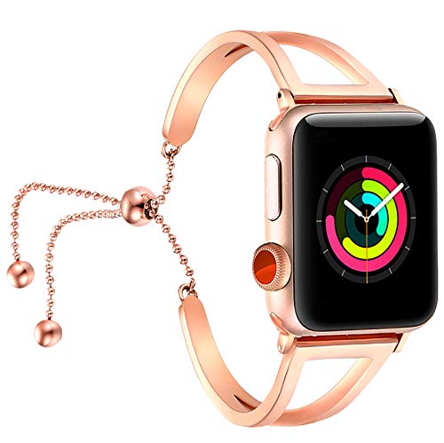 fastgo Bracelet Compatible for Apple Watch Band 38mm 40mm 41mm Women, Jewelry Bling Bands Cuff Stainless Steel Womens for Iwatch SE&Series 7 6 5 4 3 2 1 