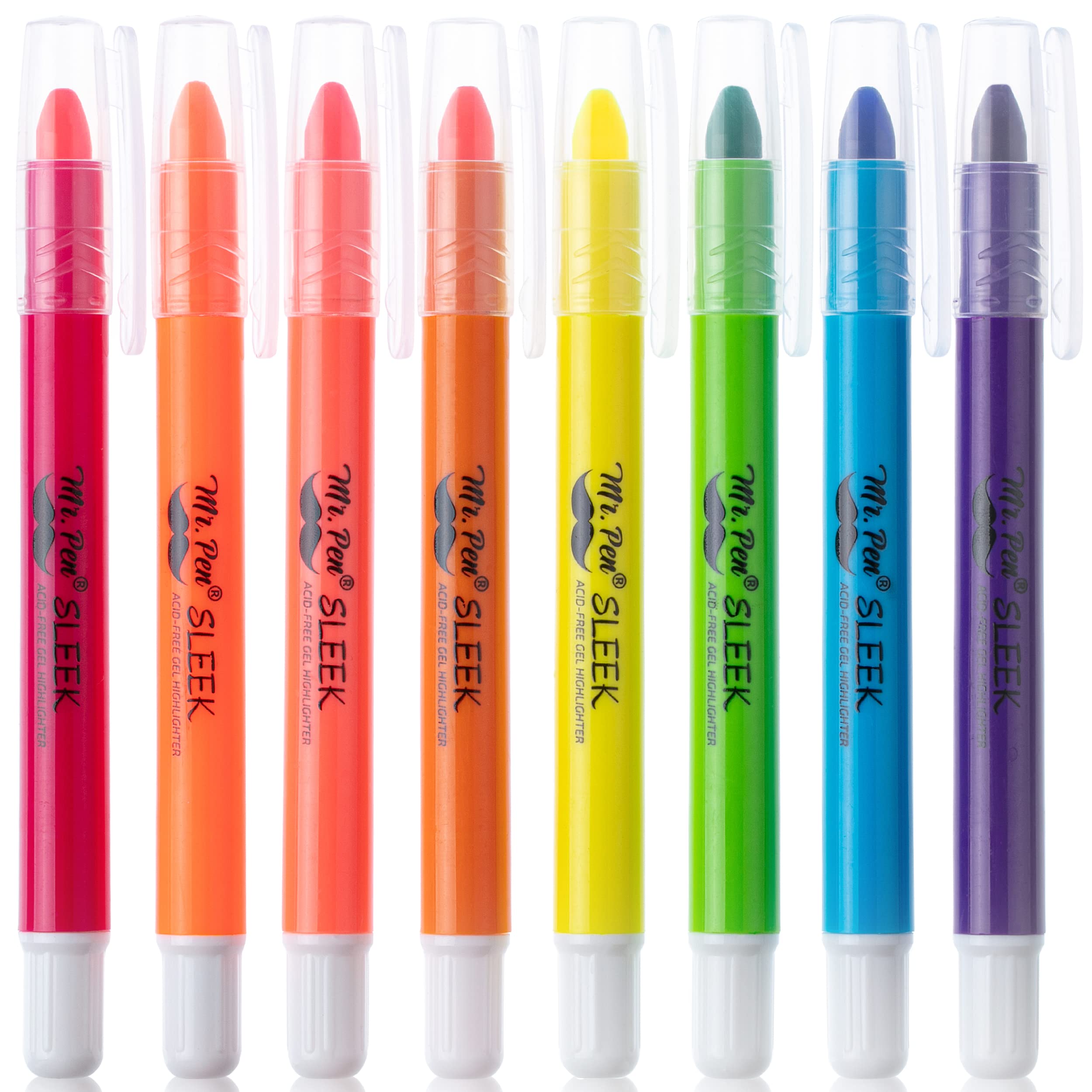 Mr. Pen No Bleed Gel Highlighter, Bible Highlighters, Assorted Colors, Pack of 8 8 Count (Pack of 1) Vibrant
