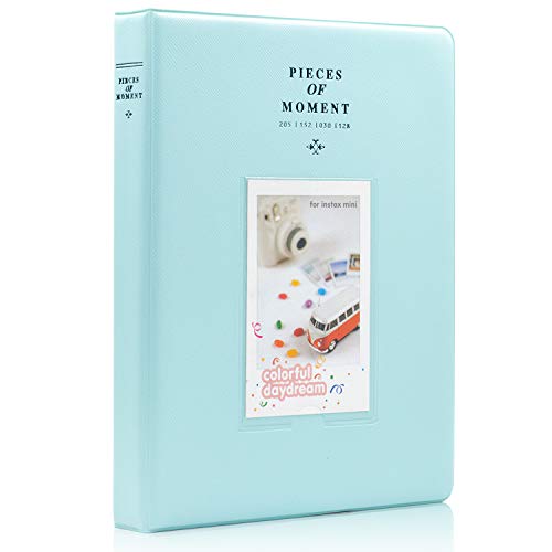 Book Cover Ablus 128 Pockets Mini Photo Album for Fujifilm Instax Mini 7s 8 8+ 9 25 26 50s 70 90 Instant Camera & Name Card (Ice Blue)