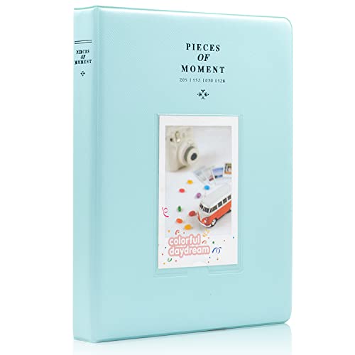 Ablus 128 Pockets Mini Photo Album for Fujifilm Instax Mini 7s 8 8+ 9 25 26 50s 70 90 Instant Camera & Name Card (Ice Blue)