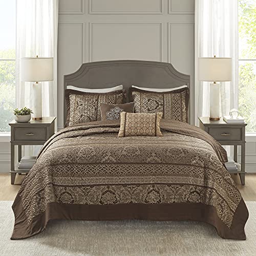 Book Cover Madison Park Quilt Traditional Jacquard Luxe Design All Season, Coverlet Bedspread Lightweight Bedding Set, Shams, Decorative Pillow, Oversized King(120