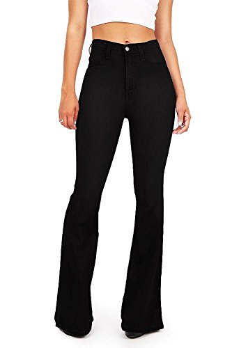 Women's Juniors Trendy High Waist Slim Denim Flare Jeans Bell Bottom Pants