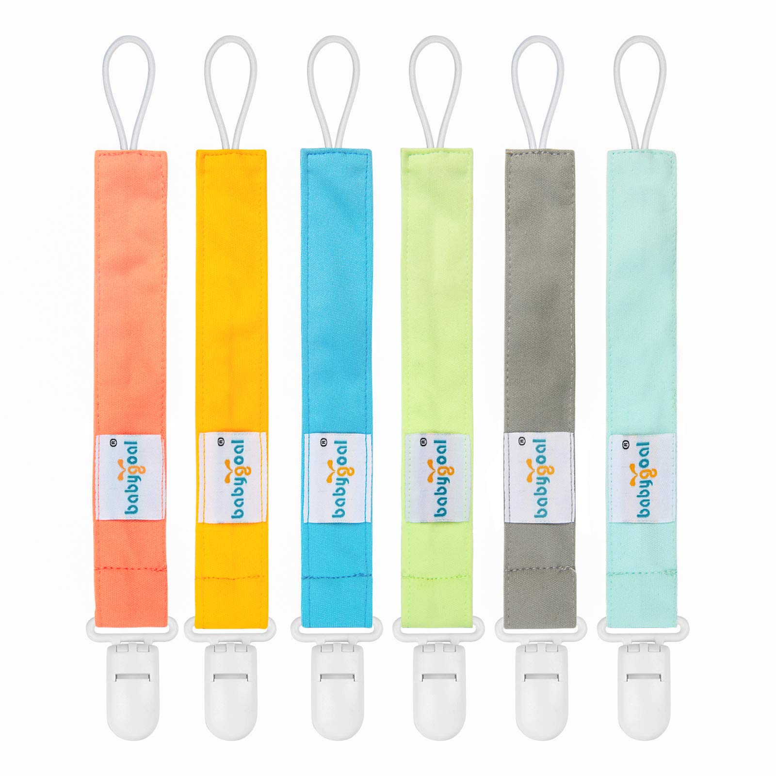 Babygoal Neutral Pacifier Clips, 6 Pack Binky Paci Holder and Leash for Boys and Girls Fits for Most Pacifier, Binkie Styles & Baby Teethers & Toys and Gift 6PS10 01 Pure neutral color