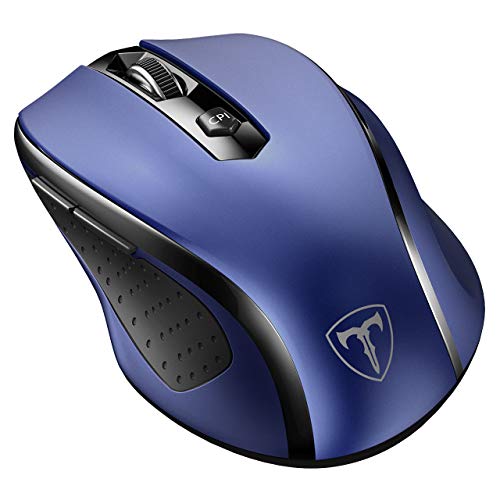 Book Cover VicTsing Wireless Mouse, 2.4G 2400DPI Ergonomics Cordless Mouse with USB Receiver, Finger Rest, 5 Adjustable DPI Levels, Mobile USB Mice for Chromebook Notebook MacBook Laptop Computer, Sapphire Blue