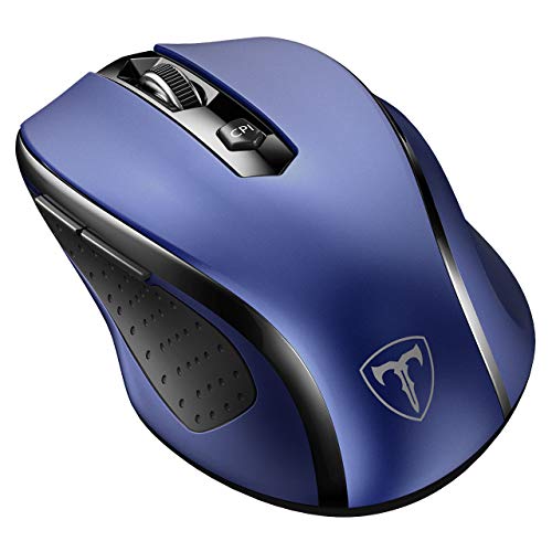 VicTsing Wireless Mouse, 2.4G 2400DPI Ergonomics Cordless Mouse with USB Receiver, Finger Rest, 5 Adjustable DPI Levels, Mobile USB Mice for Chromebook Notebook MacBook Laptop Computer, Sapphire Blue