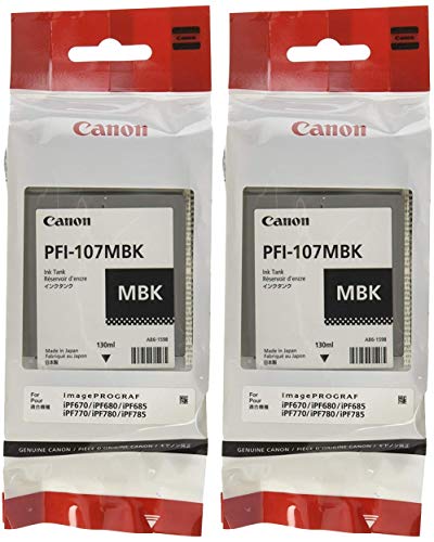 Canon PFI-107MBK Ink Cartridge Matte Black - 2 Packs in Retail Packing