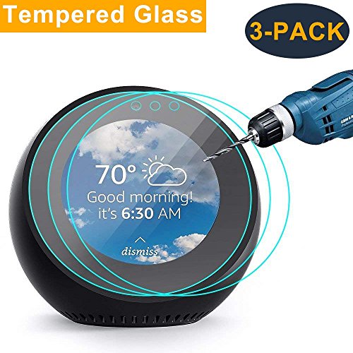 Book Cover CAVN 3-Pack Screen Protector Compatible with Amazon Echo Spot, Tempered Glass Full Coverage High Definition Screen Cover Saver Guard