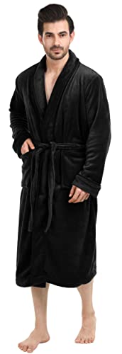 NY Threads Luxurious Mens Shawl Collar Fleece Bathrobe Spa Robe