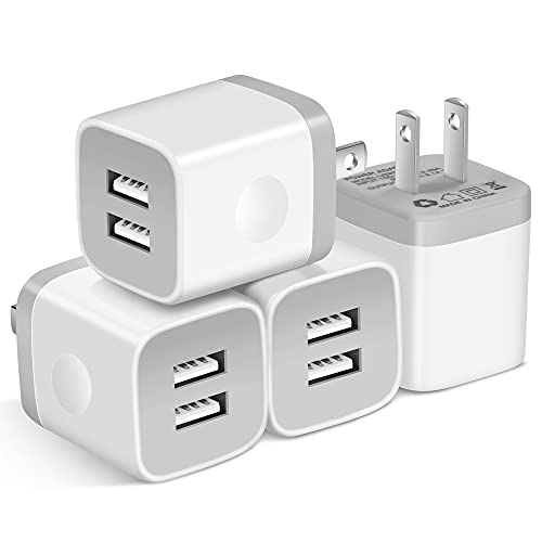 Book Cover X-EDITION USB Wall Charger,4-Pack 2.1A Dual Port USB Cube Power Adapter Wall Charger Plug Charging Block Cube for Phone 8/7/6 Plus/X, Pad, Samsung Galaxy S5 S6 S7 Edge,LG, Android (White)