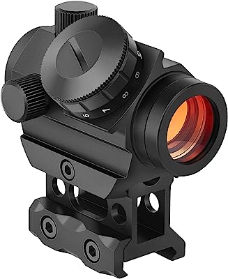 MidTen 2MOA Micro Red Dot Sight 1x25mm Reflex Sight Waterproof & Shockproof & Fog-Proof Red Dot Scope, Mini Rifle Scope with 1 inch Riser Mount, Black.