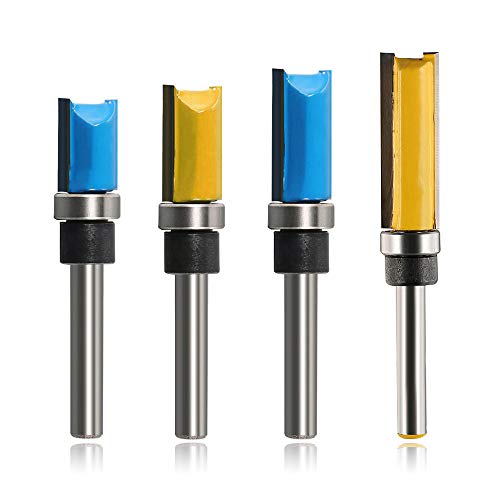 Promisy Flush Trim Router Bits Top Bearing Router Bit 1/4" Shank (4 Sizes)