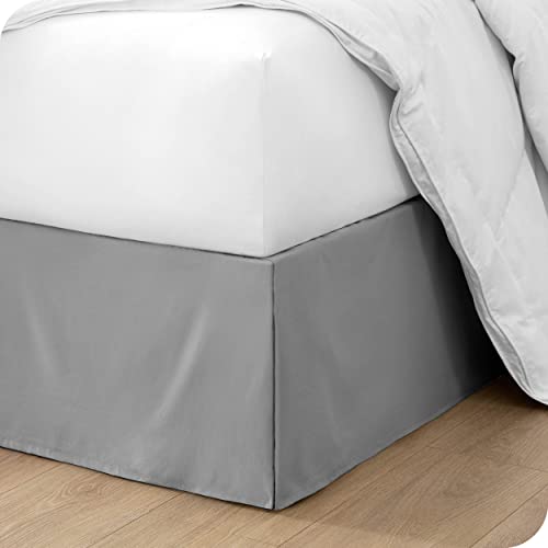 Book Cover Bare Home Pleated King Bed Skirt - 15-Inch Tailored Drop Easy Fit - Bed Skirt for King Beds - Center & Corner Pleats (King, Light Grey)