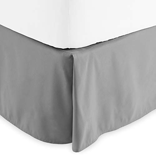 Book Cover Bare Home Pleated Twin Bed Skirt - 15-Inch Tailored Drop Easy Fit - Bed Skirt for Twin Beds - Center & Corner Pleats (Twin, Light Grey)