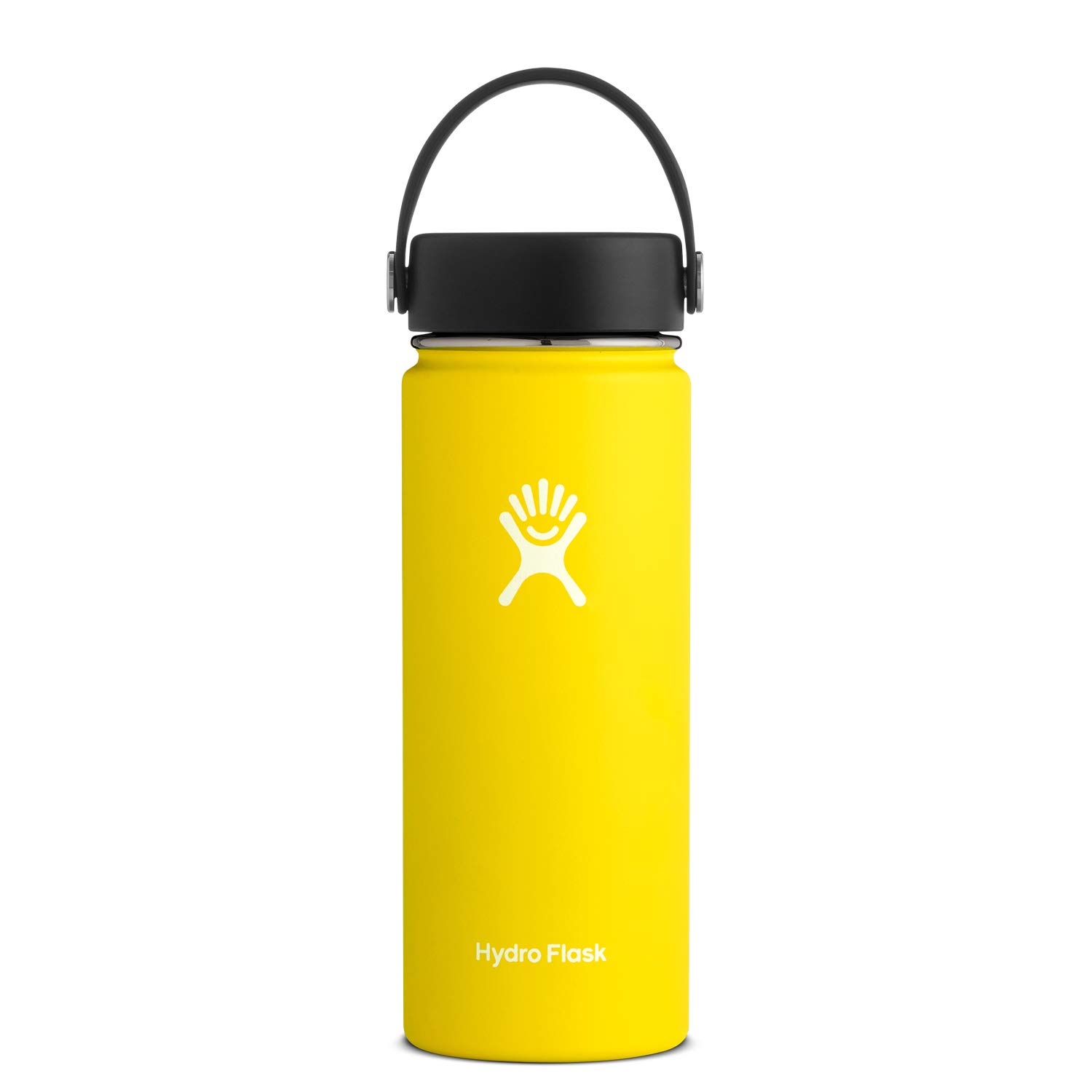 Book Cover Hydro Flask Water Bottle - Stainless Steel & Vacuum Insulated - Wide Mouth 1.0 with Leak Proof Flex Cap - 18 oz, Lemon