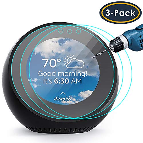 Book Cover QIBOX 3 Pack Amazon Echo Spot Screen Protector, HD Clear 9H Hardness Tempered Glass Screen Protector for Amazon Echo Spot, Full Screen Coverage/Scratch-Resistant/Anti-Glare