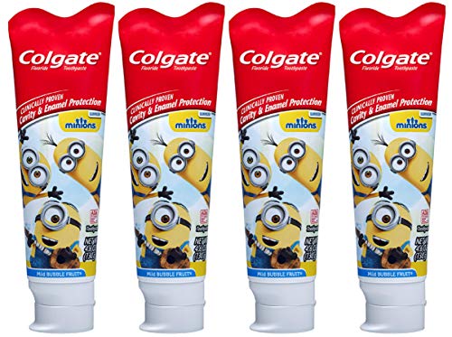 Book Cover Colgate Kids Toothpaste with Anticavity Fluoride, Minions, 4.6 ounces (4 Pack)