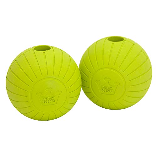 Chew King CM-0272-CS01 Supreme Balls Durable Natural Rubber Toy (2 Pack), 3", Yellow
