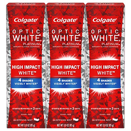 Colgate Optic White High Impact White Whitening Toothpaste, 3 oz, 3 Pack
