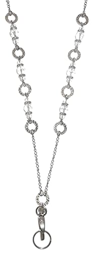 Hidden Hollow Beads Beautiful Fashion Lanyard, Made in USA Women's super strong chain lanyard for ID badge holder and keys, 34" long (Crystal Non Breakaway - Stronger)