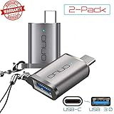 USB-C to USB 3.0 Mini Adapter with LED Indicator Keyring Lanyard Keychain for iMac MacBook Pro and Other USB Type-C Devices 1-Yr Warranty 2-Pack (Space Gray)