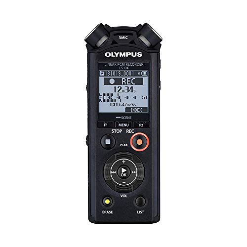 OLYMPUS Linear PCM Recorder LS-P4, Slate Tone/Test Tone, Video Production Enhancer, TRESMIC, Bluetooth Connection,Black