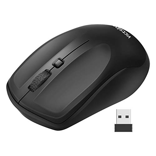 Book Cover VicTsing Wireless Mouse for Laptop, Portable Ergonomic Mouse- Match Your Hand Better, 3 Adjustable DPI Levels, Power On-Off Switch, Up to 18 Months Battery Life, USB Computer Mouse for both Hand-Black