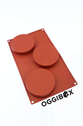 Oggibox 3-Cavity Silicone Disc Mold for Cake, Pie, Custard, Tart and Resin Coaster, Soap, Resin and More