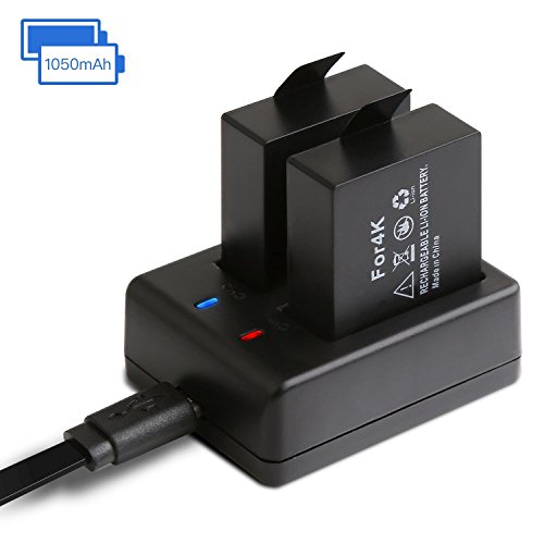 APEMAN Action Camera Battery Rechargeable Dual 1350mAh and USB Dual Battery Charger for Sport Camera and 4k Action Camera
