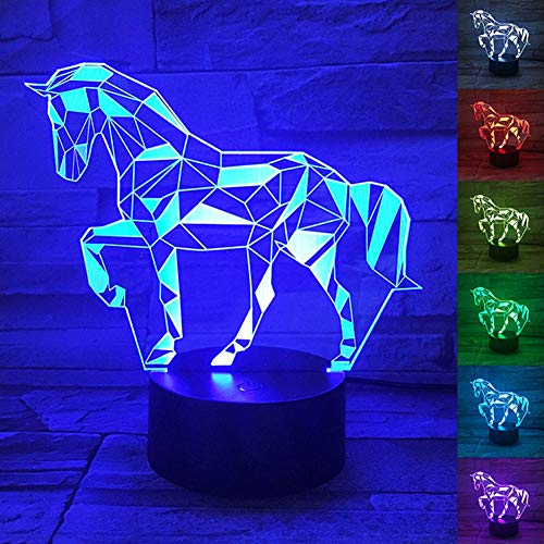 WANTASTE 3D Horse Lamp, Optical Illusion Night Light for Room Decor & Nursery, Cool Birthday Gifts & 7 Color Changing Toys for Kids, Girls, Boys & Horse Lovers