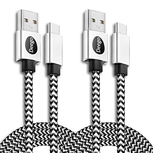 USB Type C Cable, 2Pack Extra Long USB A to USB C Fast Charger Cable 10Ft 6Ft, DEEGO Nylon Braided USB C Cord for Samsung Galaxy S10 S9 A10e A20 A21 S8 A51 A01, Note 10 9,LG V60 V50 V40,Google Pixel