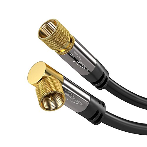 KabelDirekt 6 feet 75 Ohm HDTV SAT, TV Cable, 90° Angled, Male F-Type Connector to Straight Male F-Type Coaxial Cable for TV, HDTV, Radio, DVB-T2, DVB-C, DVB-S - Pro Series