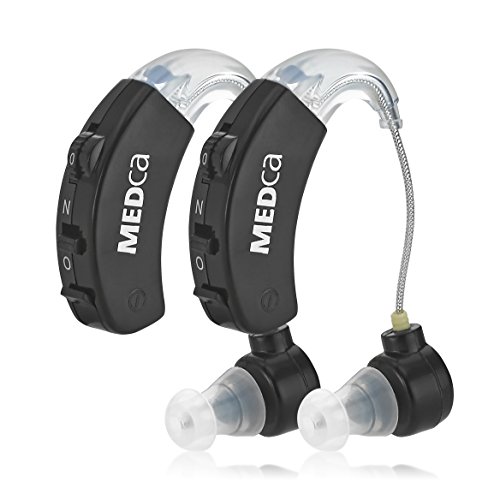 MEDca Behind The Ear Sound Amplifier - BTE Hearing Ear Amplification Device and Digital Sound Enhancer PSAD for The Hard of Hearing, Noise Reducing Feature, Black