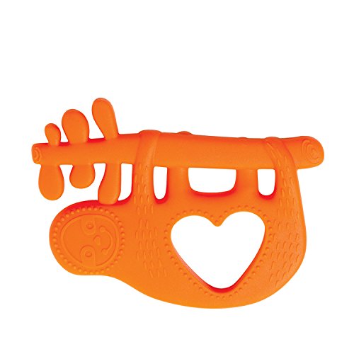 Book Cover Manhattan Toy Animal Shapes Sloth Silicone Teether, Orange