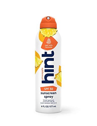 Hint Sunscreen Pineapple, SPF 30, 6 Fl Oz, Oxybenzone Free, Paraben Free, Reef Safe Formula, Compressed Air Spray-on Sunscreen, Water Resistant, Pineapple Scented