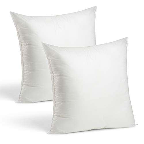 Set of 2-24 x 24 Premium Hypoallergenic Stuffer Pillow Inserts Euro Sham Square Form Polyester, Standard/White - Made in USA