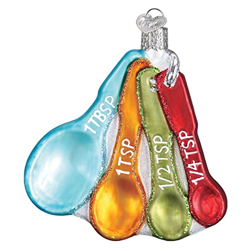 Old World Christmas Chef's Collection Glass Blown Ornaments for Christmas Tree Measuring Spoons, Model:32346