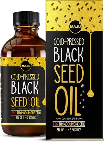 MAJU Black Seed Oil - 3 Times Thymoquinone, Cold-Pressed, 100% Turkish Black Cumin Seed Oil, Liquid Pure Blackseed, Glass Bottle, 8 oz