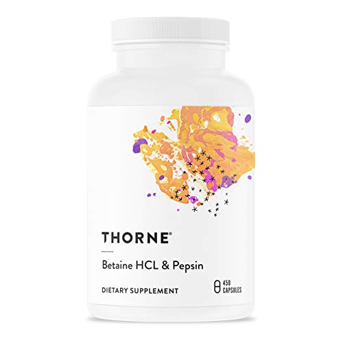 Thorne Betaine HCL & Pepsin - Digestive Enzymes for Protein Breakdown and Absorption - 450 Capsules