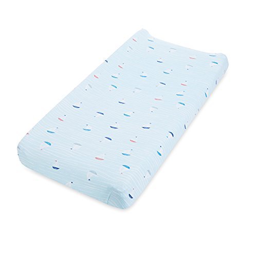 Aden by aden + anais Classic Changing Pad Cover; 100% Cotton Muslin; Super Soft; Breathable; Tailored Snug Fit; Single; Making Waves; Sailboats