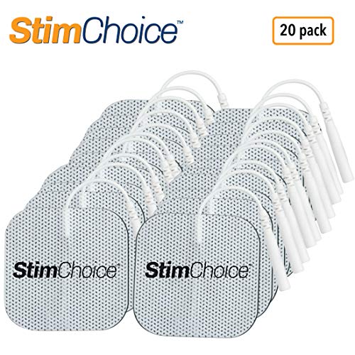 StimChoice Premium Quality OTC TENS Unit Pads, 2" X 2", Compatible with Most TENS Machines, Electrodes Value Pack, 20 Count
