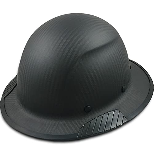 Texas America Safety Company Actual Carbon Fiber Material Hard Hat with Hard Hat Tote- Full Brim, Matte Black with Protective Edging