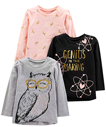 Book Cover Simple Joys by Carter's Toddler Girls' Graphic Long-Sleeve Tees, Pack of 3