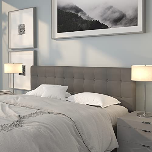 Flash Furniture Lennox Tufted Upholstered King Size Headboard in Gray Vinyl