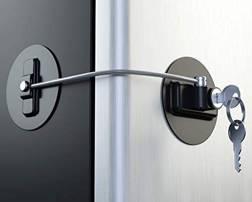 MUIN Highly Secured Refrigerator Lock with Key â€“ Mini Refrigerator Door Lock for Children and Adults â€“ Multi Functional Lock for Securing Fridge, Drawers and Health Products (Black)