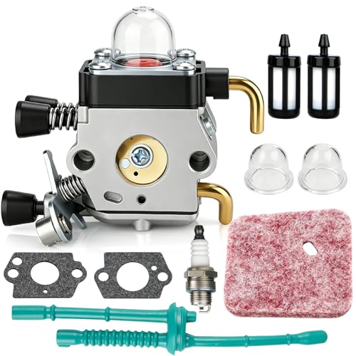 HUZTL C1Q-S97 Carburetor for STIHL FS38 FS45 FS46 FS55 KM55 HL45 FS45L FS45C FS46C FS55C FS55R FS55RC FS85 FS80R FS85R FS85T FS85RX String Trimmer Weed Eater with Air Filter Fuel Line Kit