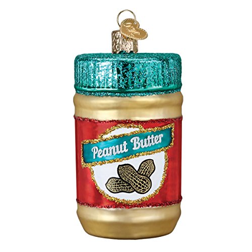 Old World Christmas Various Foods Glass Blown Ornaments for Christmas Tree, Jar of Peanut Butter
